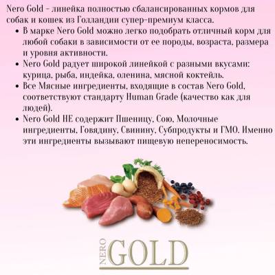 Nero Gold Sensitive 23/13 сухой корм для взрослых собак с Чувствительным пищеварением (Индейка и Рис)